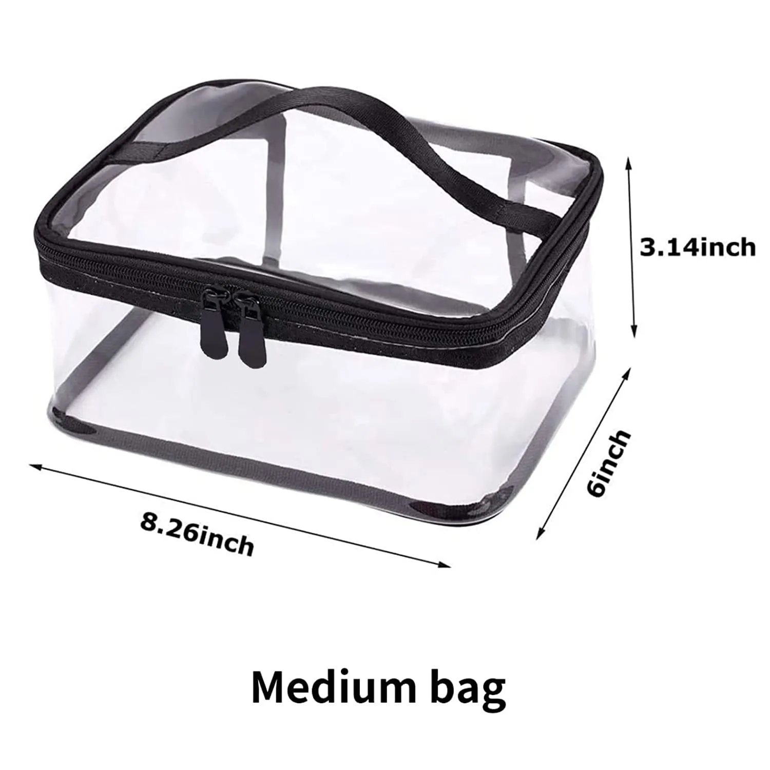 Louise Maelys 2 Pieces Portable Clear Makeup Bag Zipper Waterproof Transparent Travel Storage Pouch Organizer Cosmetic Toiletry With Handle