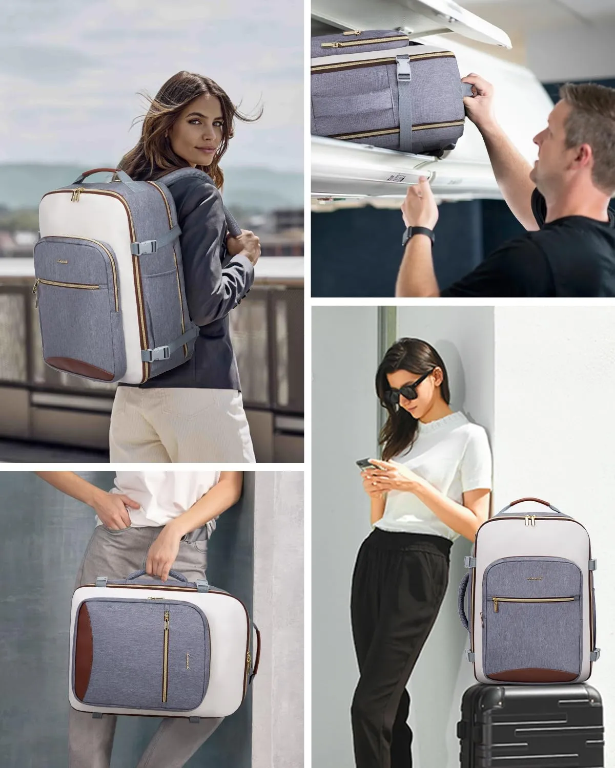 LOVEVOOK 40L Carry on Backpack for Women & Men with 3 Packing Cubes, Large Travel Backpack for Airplanes, TSA Personal Item Travel Bag fits 17" Laptop, Waterproof Travel Essentials Airline Approved