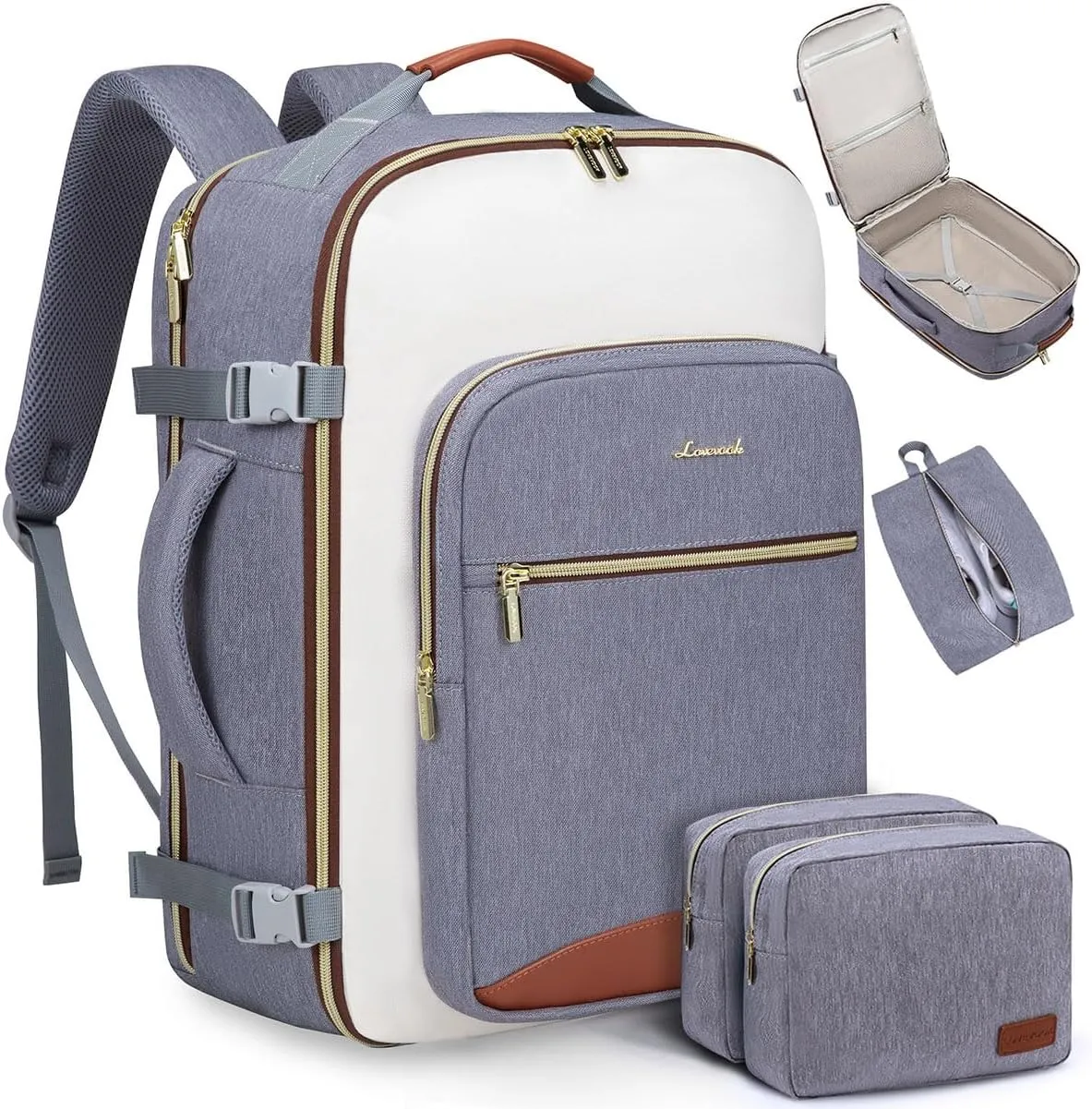 LOVEVOOK 40L Carry on Backpack for Women & Men with 3 Packing Cubes, Large Travel Backpack for Airplanes, TSA Personal Item Travel Bag fits 17" Laptop, Waterproof Travel Essentials Airline Approved