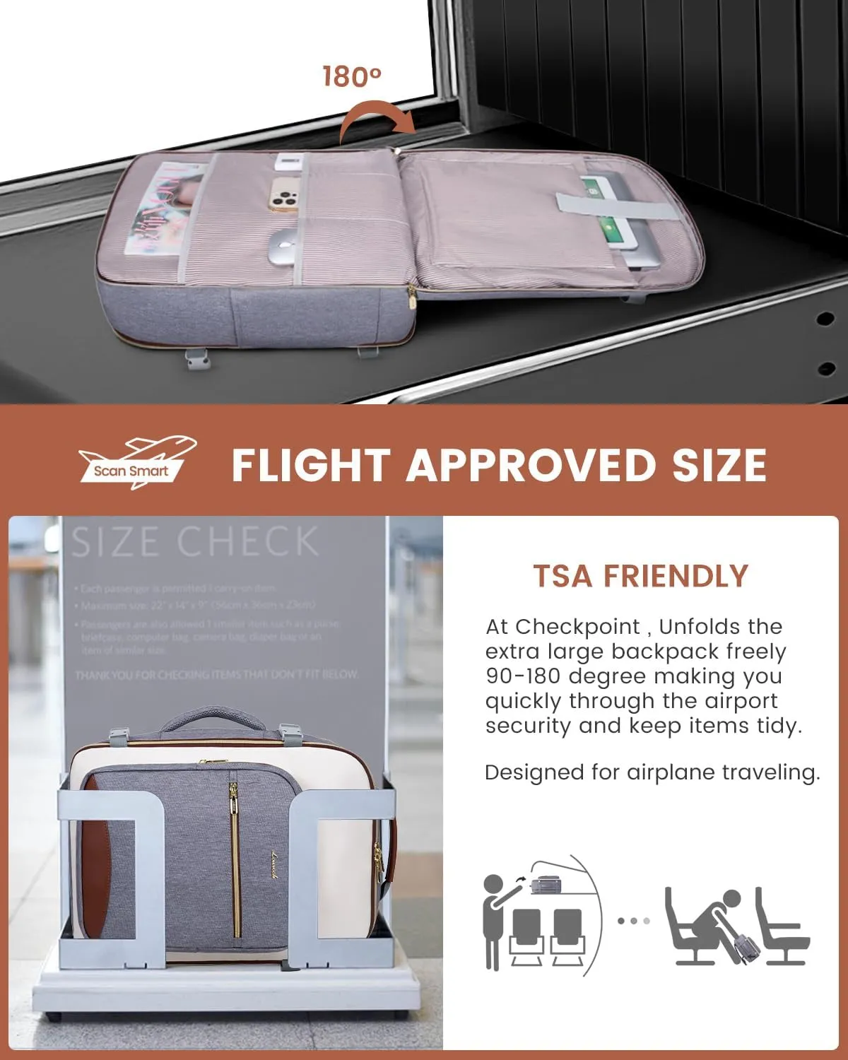 LOVEVOOK 40L Carry on Backpack for Women & Men with 3 Packing Cubes, Large Travel Backpack for Airplanes, TSA Personal Item Travel Bag fits 17" Laptop, Waterproof Travel Essentials Airline Approved