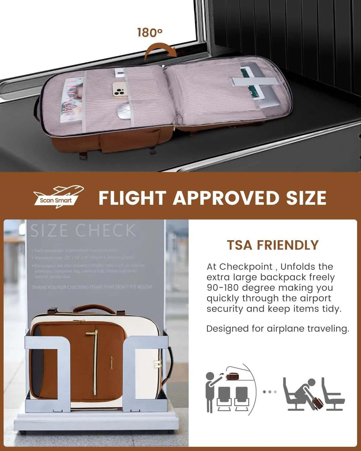 LOVEVOOK 50L Carry on Backpack for Women & Men with 3 Packing Cubes, Large Travel Backpack for Airplanes, TSA Personal Item Travel Bag with Laptop Pocket, Travel Essentials Airline Approved