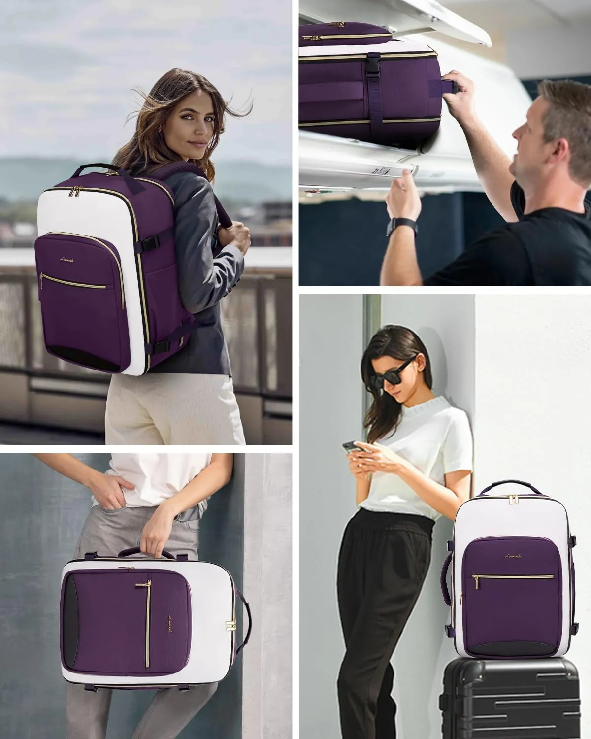 LOVEVOOK 50L Carry on Backpack for Women & Men with 3 Packing Cubes, Large Travel Backpack for Airplanes, TSA Personal Item Travel Bag with Laptop Pocket, Travels Essentials Airline Approved