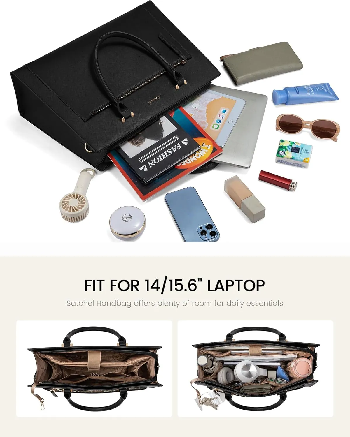 LOVEVOOK Laptop Bag for Women 15.6 Inch Tote Work Bag Leather Computer Briefcase Waterproof Business Teacher Office Handbag