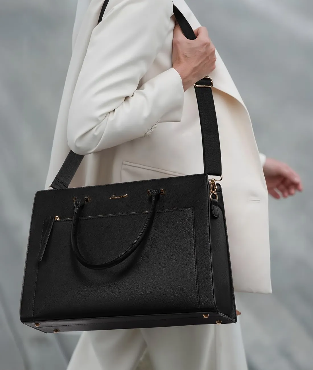 LOVEVOOK Laptop Bag for Women 15.6 Inch Tote Work Bag Leather Computer Briefcase Waterproof Business Teacher Office Handbag