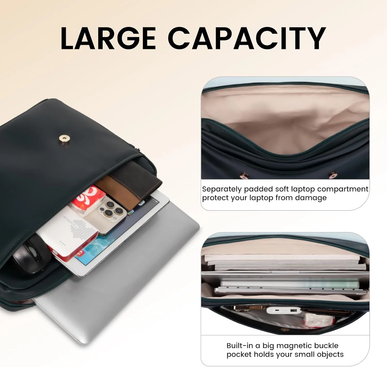 LOVEVOOK Laptop Bag for Women 15.6 Inch Waterproof Leather Computer Briefcase Large Laptop Carrying Case for Business Casual or College