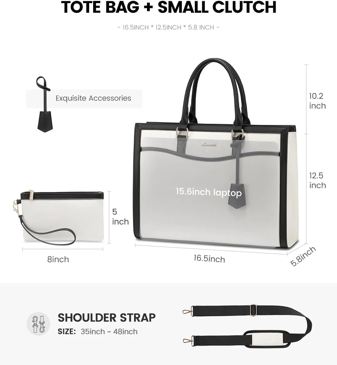 LOVEVOOK Laptop Tote Bag for Women, Office Work Bag Briefcase fit for 15.6 inch Laptop, Large Capacity Teacher Bag Handbag