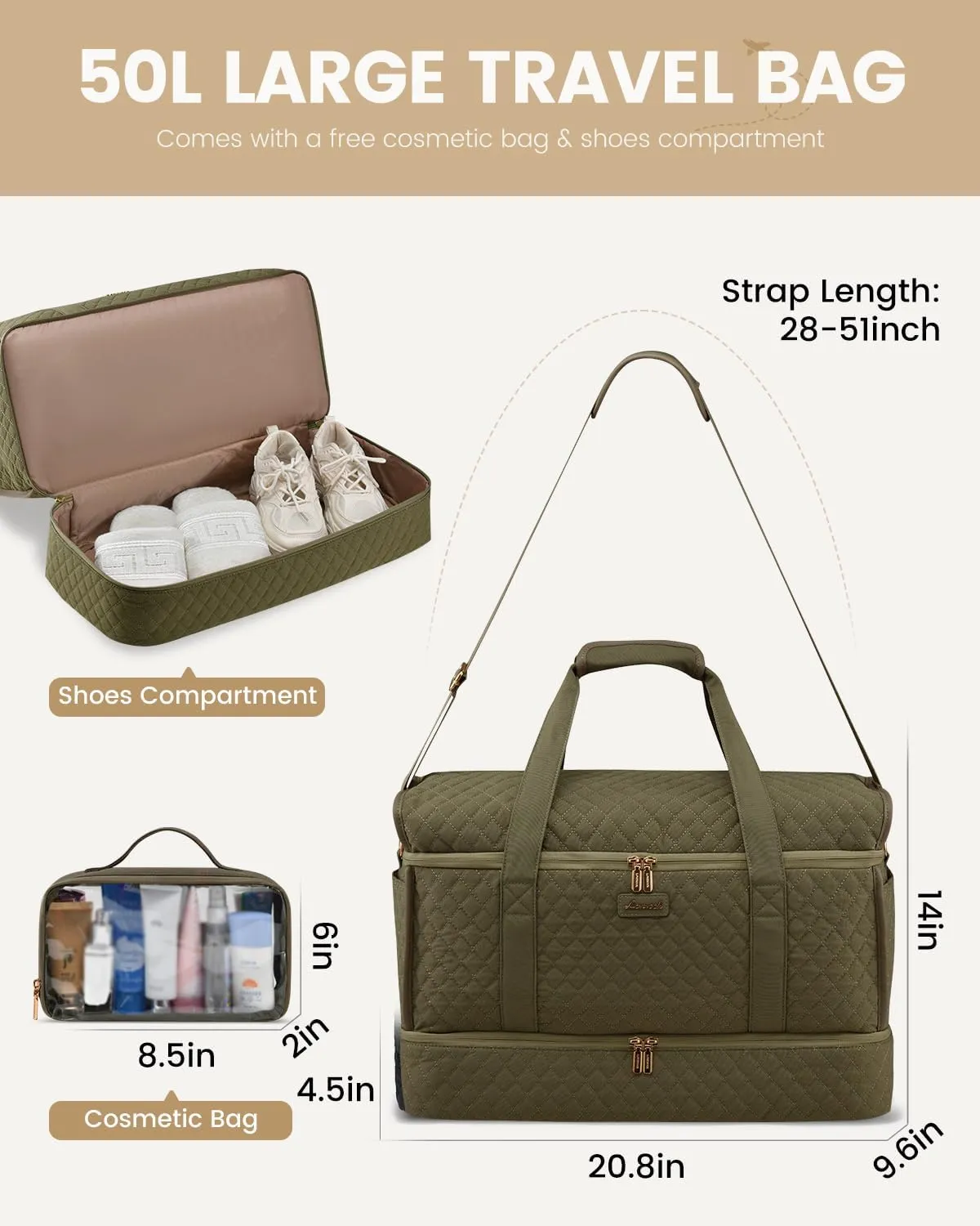 LOVEVOOK Large Travel Duffle Bag, Weekender Bags for Women With Shoe Compartment, Overnight Hospital Bag For Women Labor Delivery, Carry on Bag Personal Item Travel Bag, Yoga Gym Duffel Bag