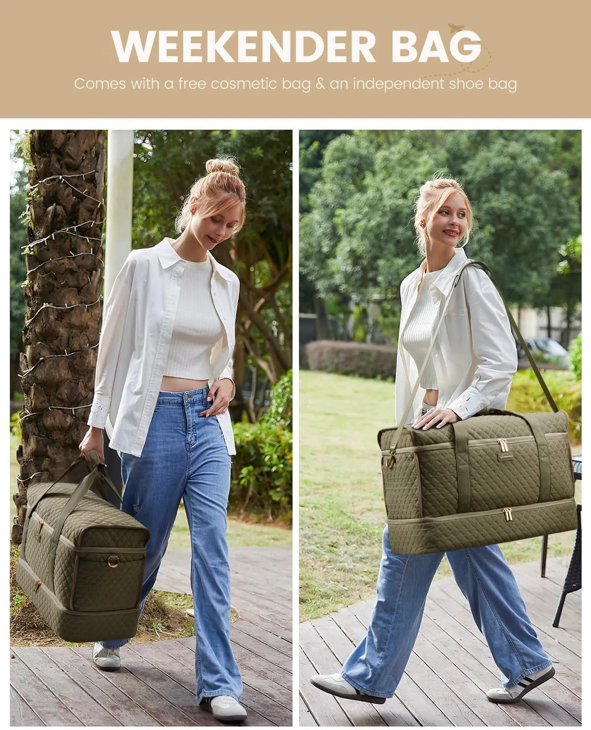 LOVEVOOK Large Travel Duffle Bag, Weekender Bags for Women With Shoe Compartment, Overnight Hospital Bag For Women Labor Delivery, Carry on Bag Personal Item Travel Bag, Yoga Gym Duffel Bag
