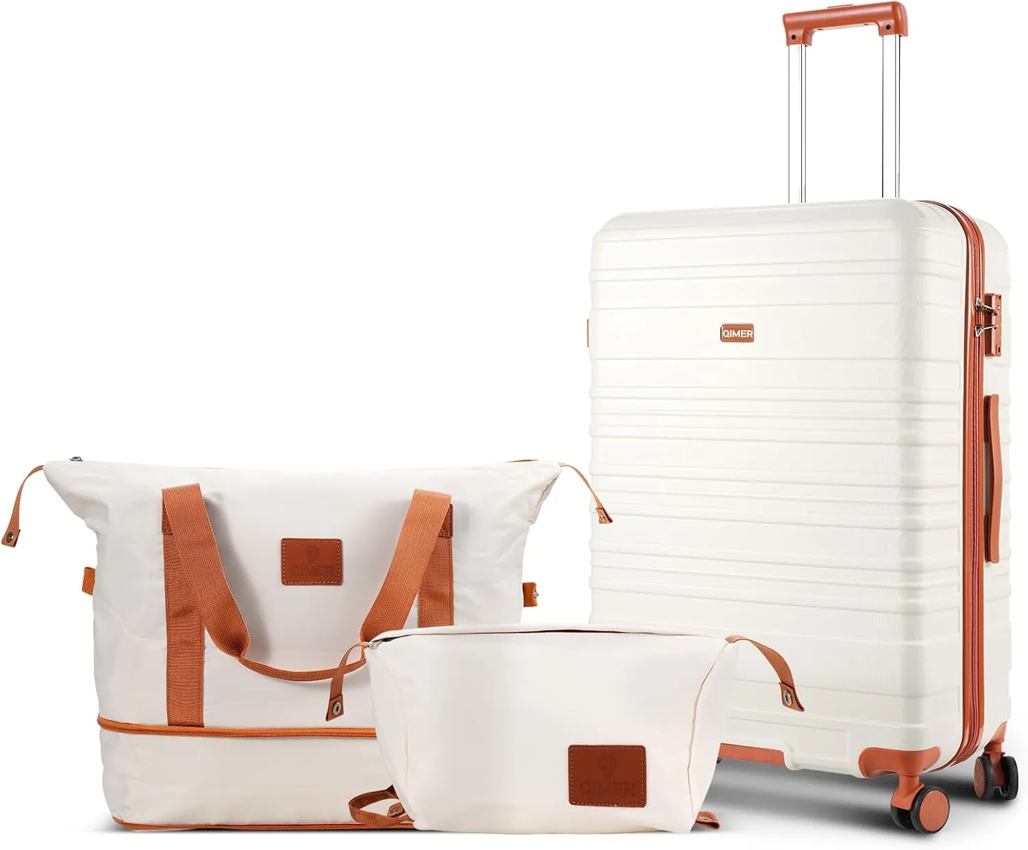 Luggage Sets, 20 Inch Carry on Luggage Using 100% PC, Lightweight Luggage with YKK Zipper and TSA Locks, Durable, Quiet Double Wheels, Travel Luggage for Men and Women, Y02 White 3 Piece