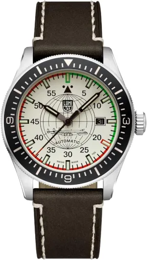 Luminox Men's Analog Automatic Watch with Leather Strap XA.9607, Off White, Strap