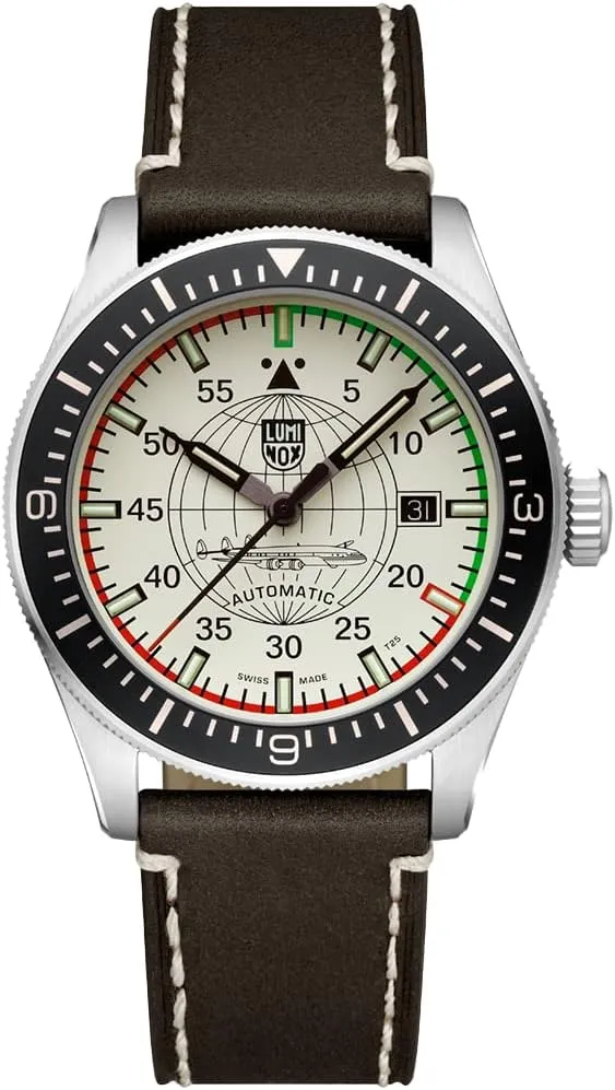 Luminox Men's Analog Automatic Watch with Leather Strap XA.9607, Off White, Strap