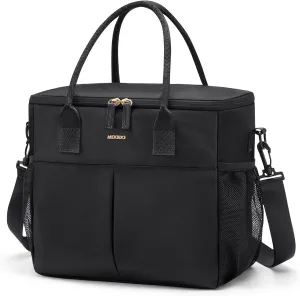 Lunch Bag Large Insulated Lunch Bags for Women Men Adult Lunch Box with Shoulder Strap for Work,Picnics,Outings (Black)