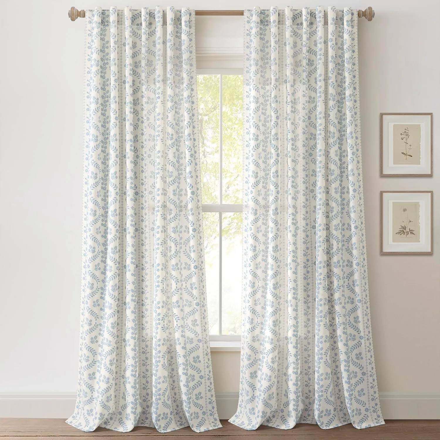 Lush Decor Doreen Delicate Floral Window Curtain Panel Pair, 52" W x 84" L, Blue