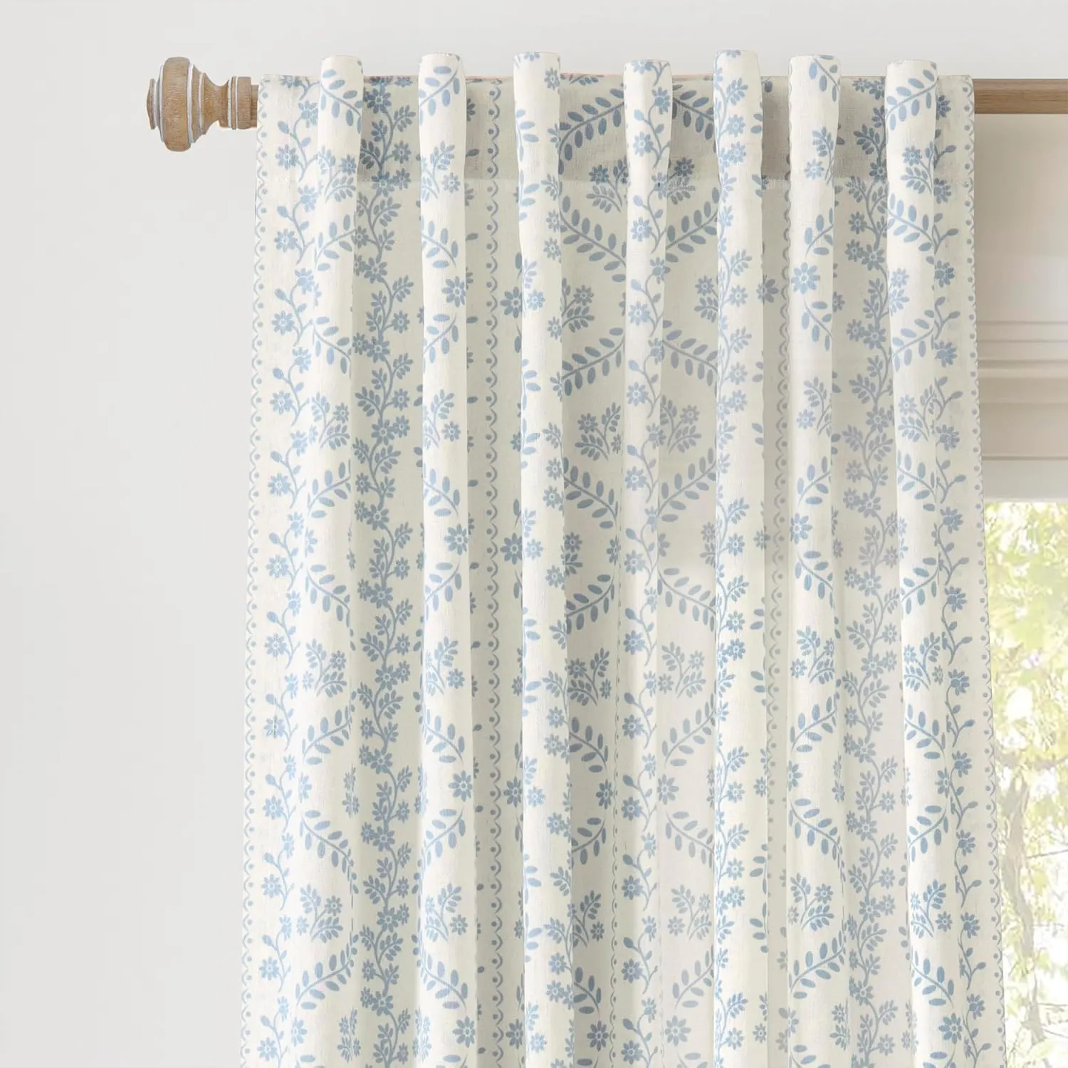 Lush Decor Doreen Delicate Floral Window Curtain Panel Pair, 52" W x 84" L, Blue