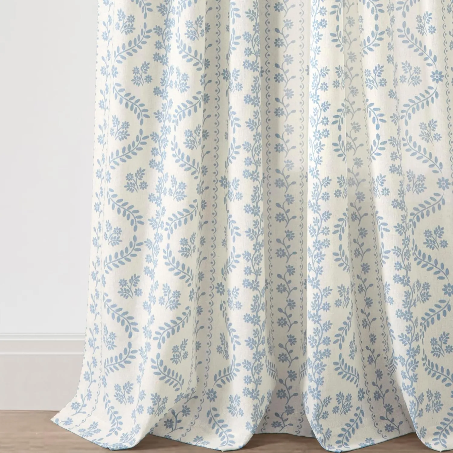 Lush Decor Doreen Delicate Floral Window Curtain Panel Pair, 52" W x 84" L, Blue