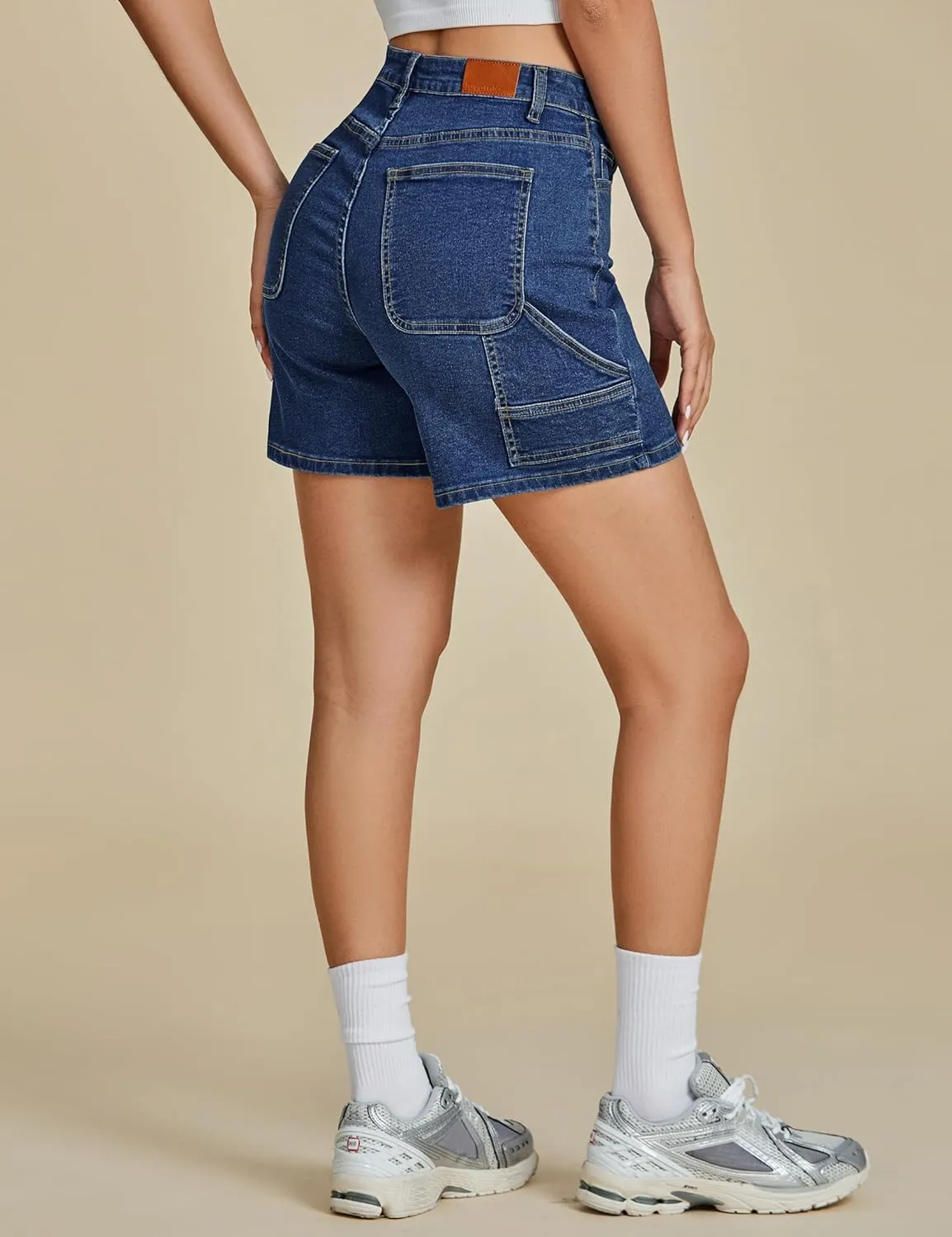 luvamia Jean Shorts for Women High Waisted Trendy Casual Utility Stretchy Denim Jorts Cutoff Long Shorts with Pockets