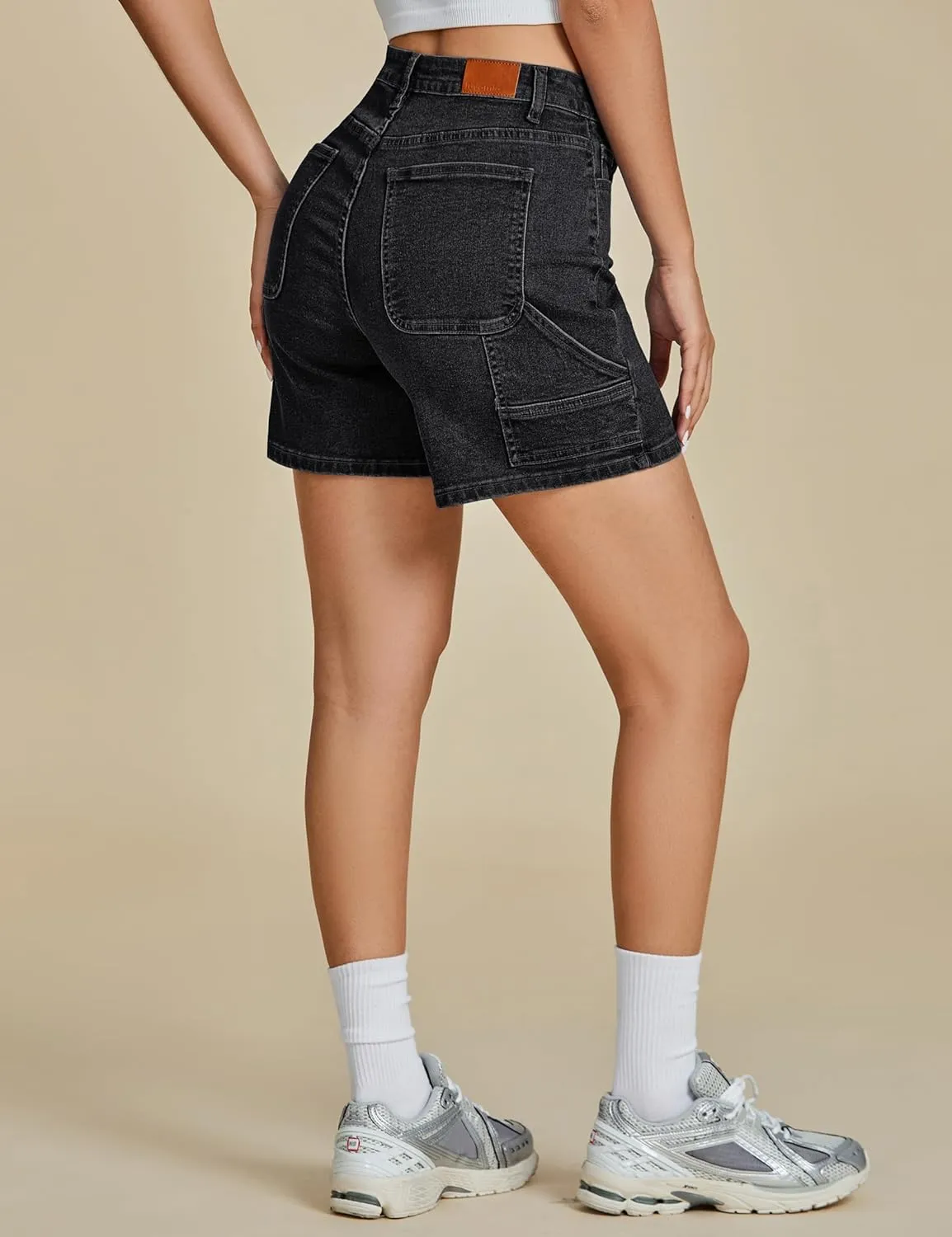 luvamia Jean Shorts for Women High Waisted Trendy Casual Utility Stretchy Denim Jorts Cutoff Long Shorts with Pockets