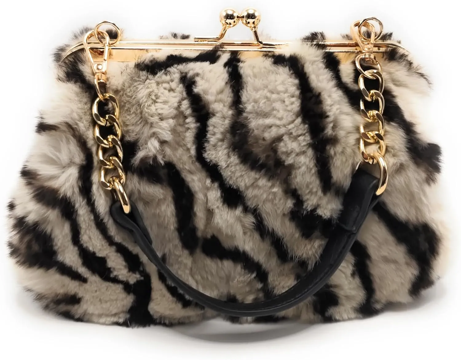 Luxurious Real Rex Rabbit Fur Evening Handbag – Elegant Purse with Adjustable Straps for Women