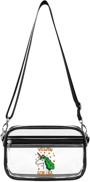 Magical Un-icorn Vegan for Life Fashion Shoulder Bag PVC Transparent Women Crossbody Bags Cute Handbag Cosmetic Bag