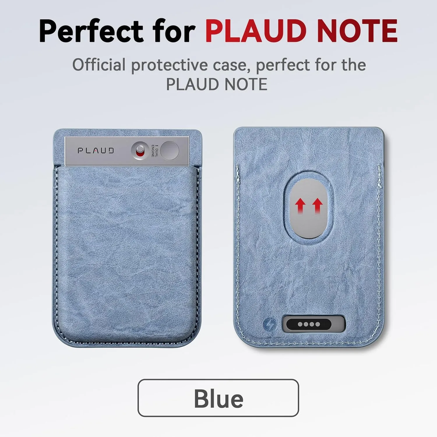 Magnetic Carrying Leather Case for PLAUD Note AI Voice Recorder – Thin Phone Wallet Attachment, Compatible with All Phone Sizes Blue (Original Equipment Included, No Additional Purchases Needed)