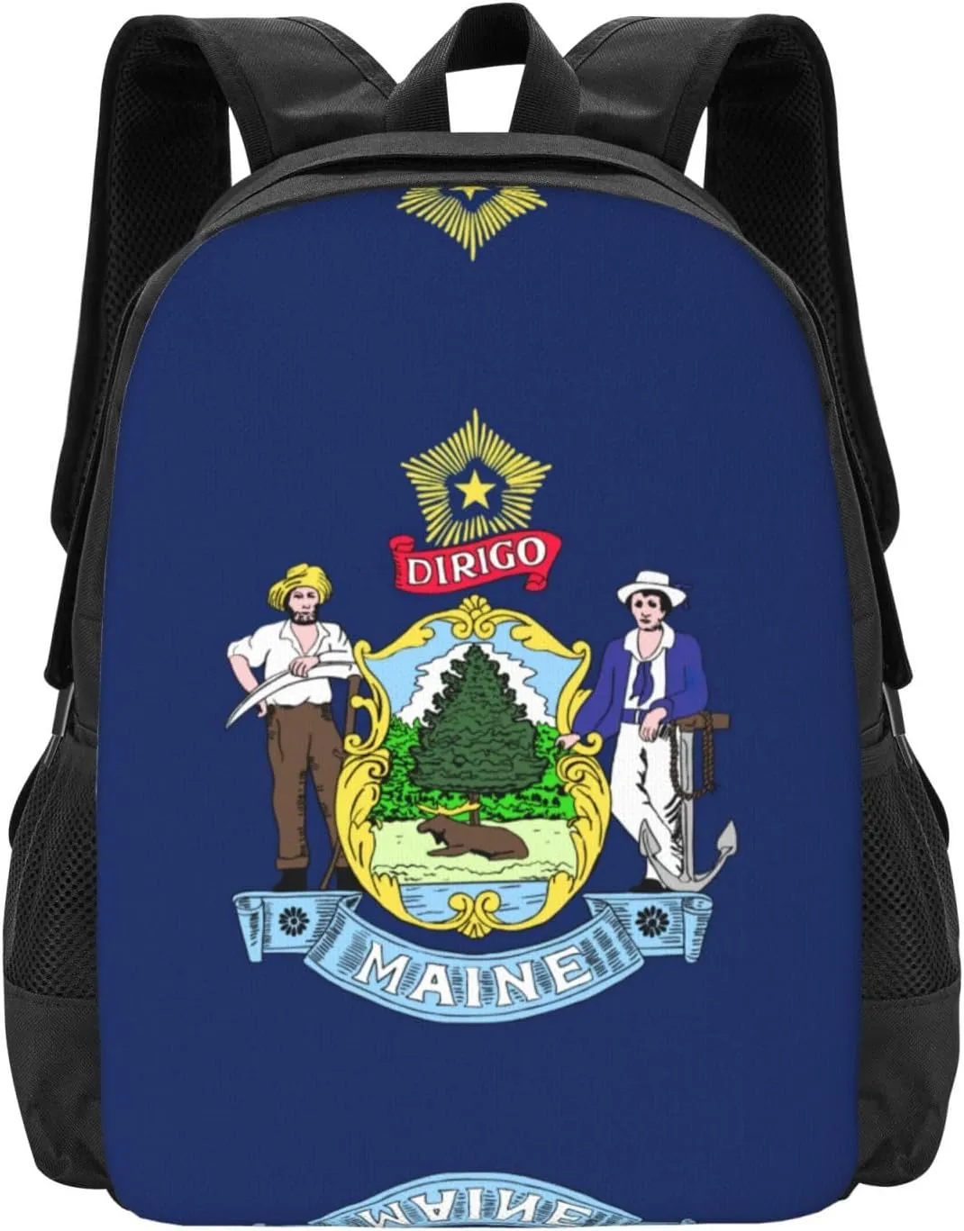 Maine State Flag Print Lightweight Design Travel Backpack Carry On Flight Approved-Laptop Backpack,Personal Item Travel Bag