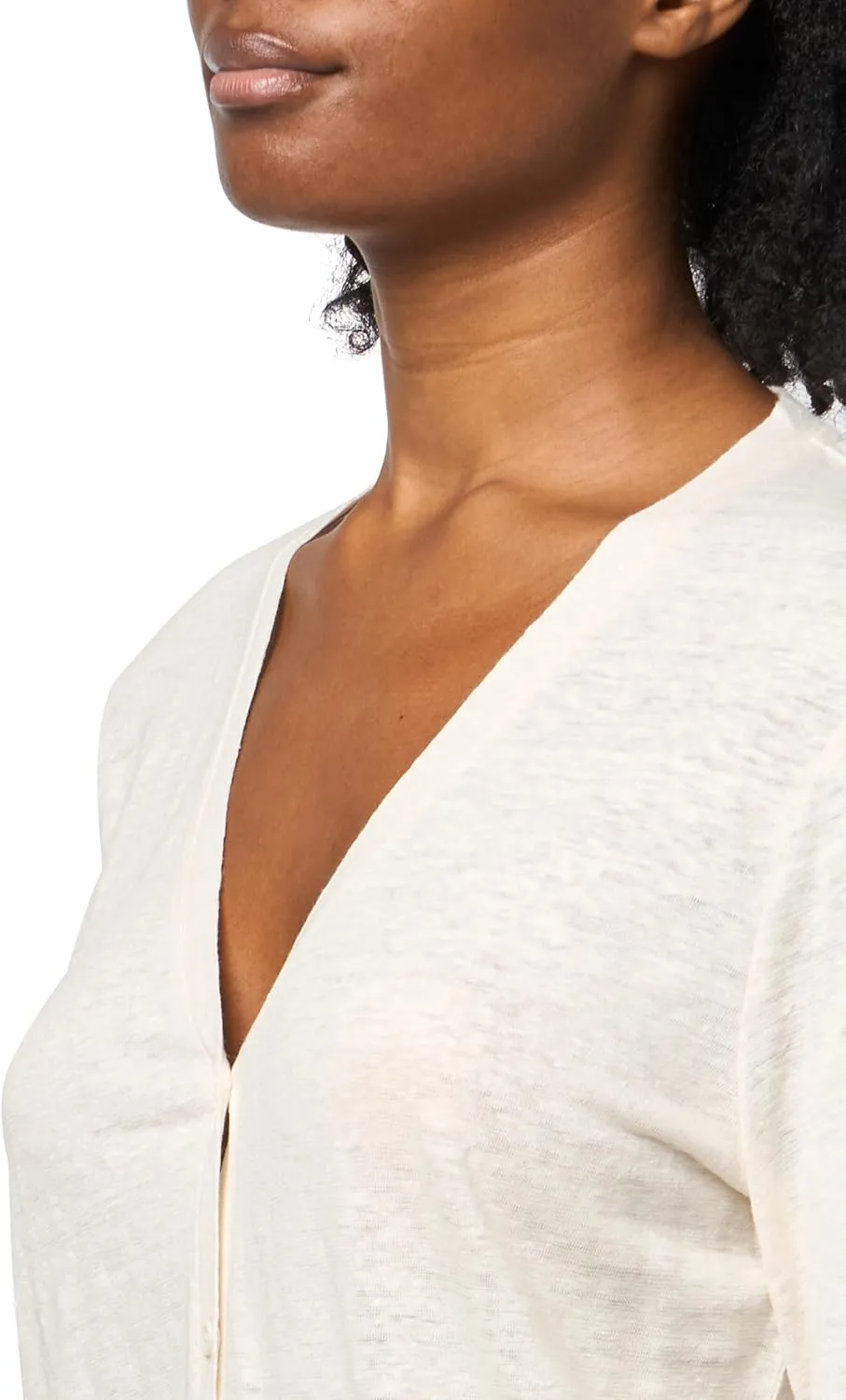 Majestic Filatures Women's Stretch Linen Button-Down V-Neck Cardigan