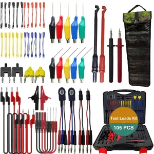Makeronics 105-in-1 Automotive Circuit Test Leads Kit with Heavy Duty Back Probes and Wire Piercing Probes，Multi-Function Electric Tester Diagnostic Tool Wire Connectors Set, Carrying Case and Bags