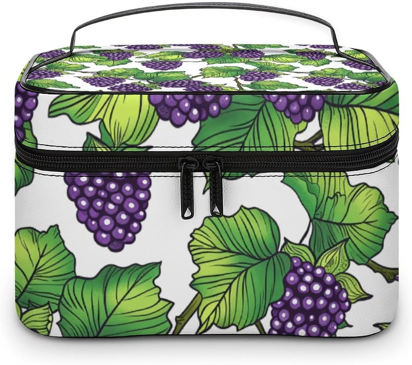 Makeup Bag Travel Cosmetic Bag for Women Hand Drawn Mulberries Makeup Pouch for Purse Large Makeup Organizer Case Receiving Bag