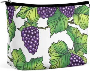 Makeup Bag Travel Cosmetic Bag for Women Hand Drawn Mulberries Makeup Pouch for Purse Large Makeup Organizer Case