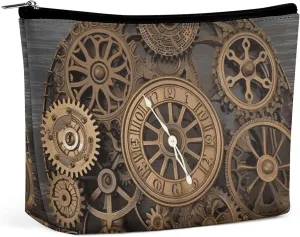 Makeup Bag Travel Cosmetic Bag for Women Steampunk Gears Clock Makeup Pouch for Purse Large Makeup Organizer Case