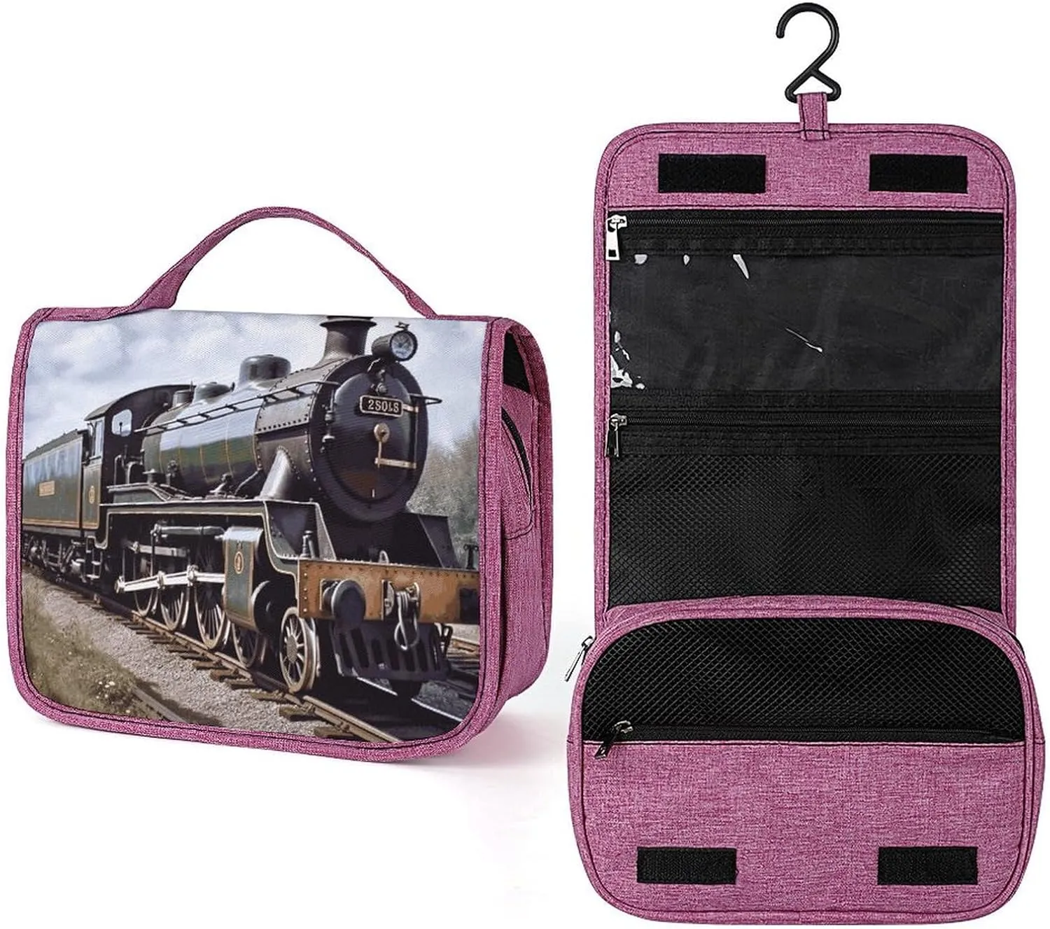 Makeup Bag Travel Hanging Toiletry Bag for Women Mens Toiletry Bags for Women Personalized Waterproof Portable Steam Locomotive Train Printed Cosmetic Bag