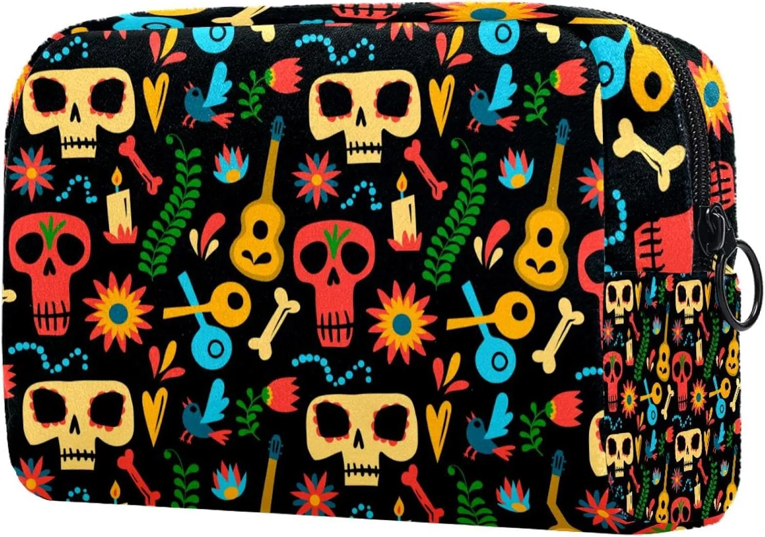 Makeup Organizer Bag, Skull Print Pencil Case Cosmetic Storage Bag Portable Toiletry Pouch for Women, Men, Traveling, School