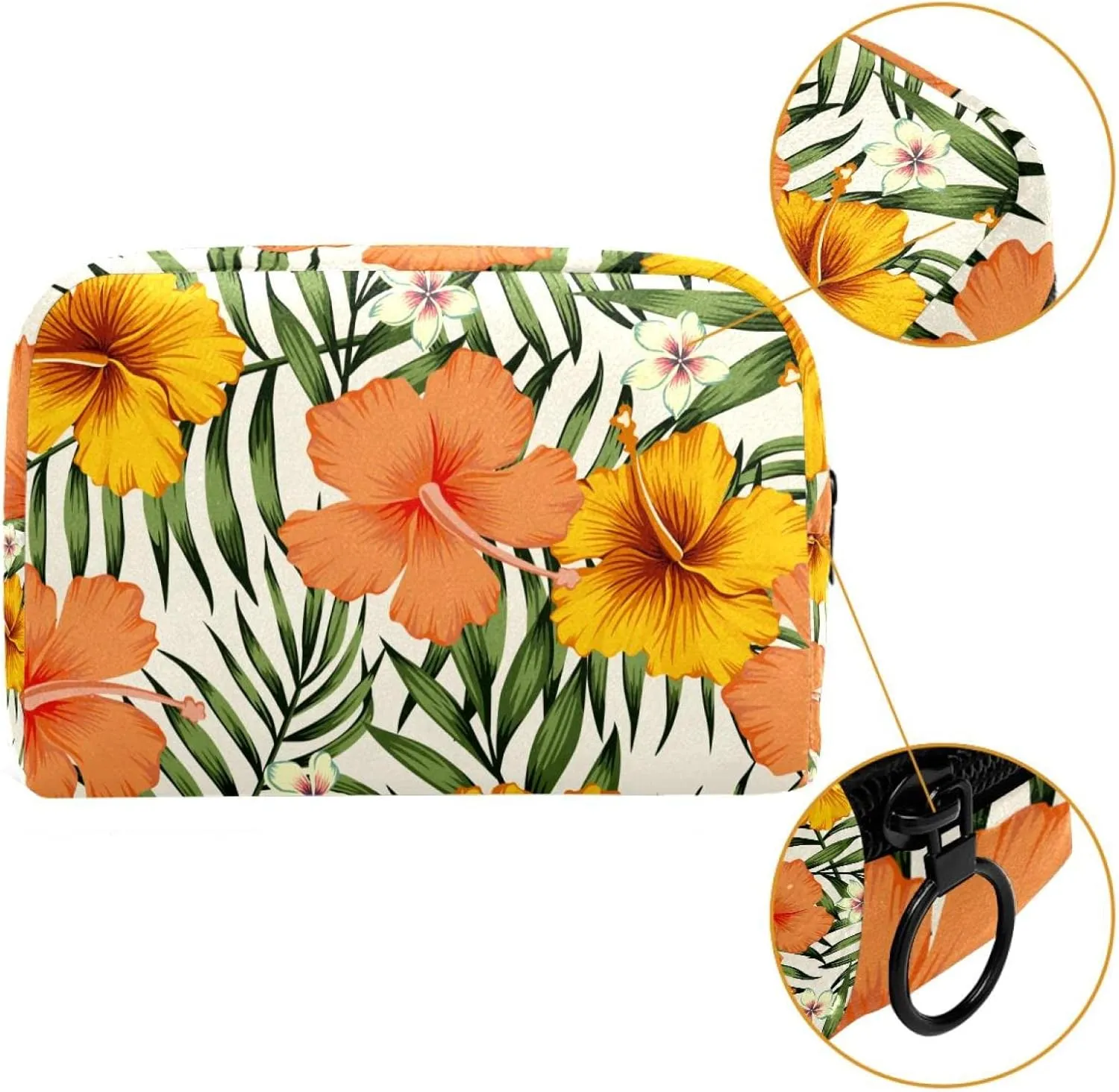 Makeup Organizer Bag, Tropical Art Lily Flower Pencil Case Cosmetic Storage Bag Portable Toiletry Pouch for Women, Men, Traveling, School