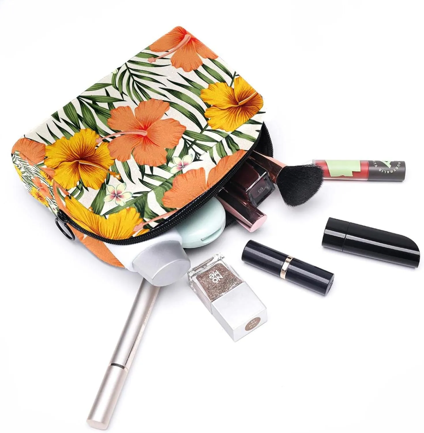 Makeup Organizer Bag, Tropical Art Lily Flower Pencil Case Cosmetic Storage Bag Portable Toiletry Pouch for Women, Men, Traveling, School
