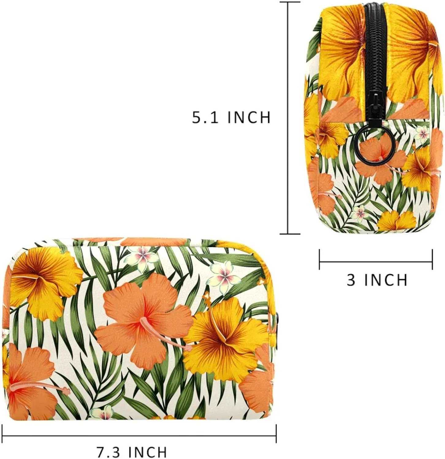 Makeup Organizer Bag, Tropical Art Lily Flower Pencil Case Cosmetic Storage Bag Portable Toiletry Pouch for Women, Men, Traveling, School