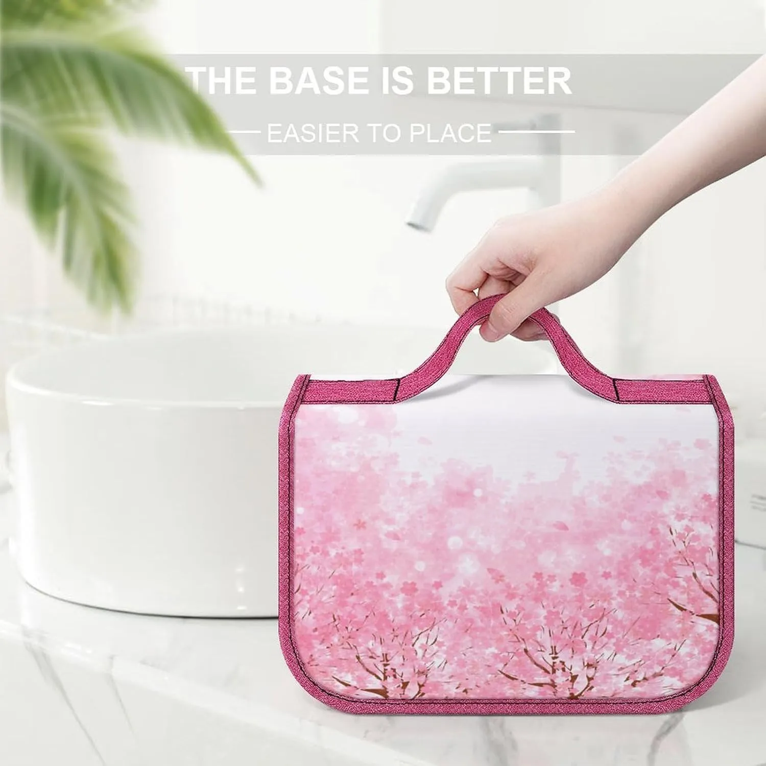 Marble Print,Toiletry Bag Travel Bag with Hanging Hook,Pastel Cloudy Crack Lines Design,Water-resistant Makeup Cosmetic Bag Organizer for Makeup Accessories,Full-size Container,Blue Pink