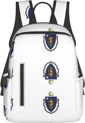 Massachusetts State Flag print Lightweight Laptop Backpack Travel Daypack Bookbag for Women Men for Travel Work