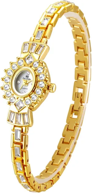 MASTOP Fashion Retro Women's Round Small Dial Watch Diamond Luxury Quartz Analog Dress Party Evening Watch Waterproof Wristwatch