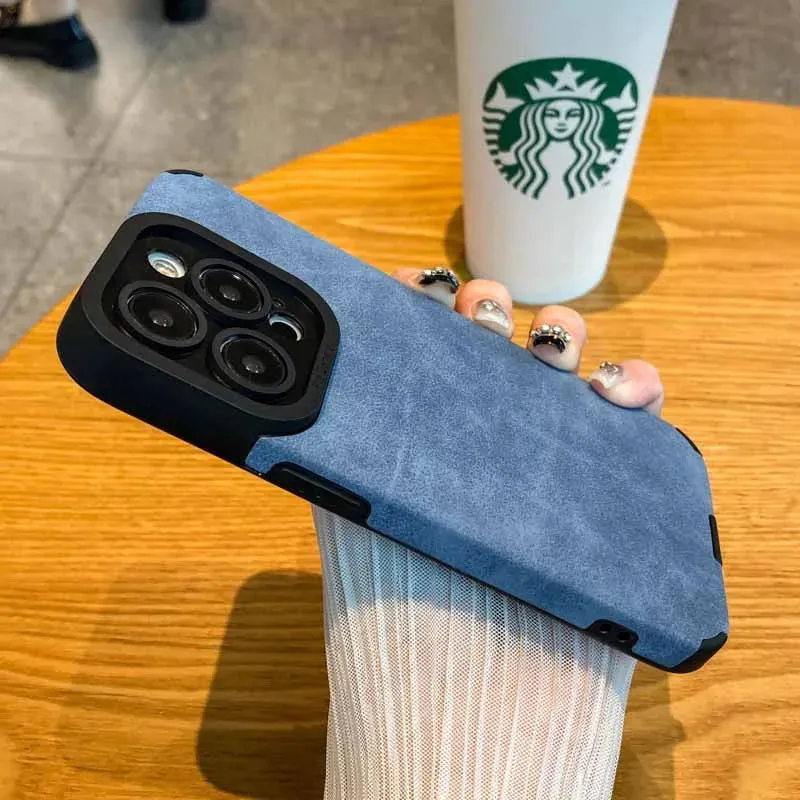 Matte Soft Leather Phone Case For iPhone 15 14 Plus 13 12 11 Pro Max