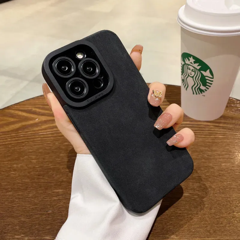 Matte Soft Leather Phone Case For iPhone 15 14 Plus 13 12 11 Pro Max