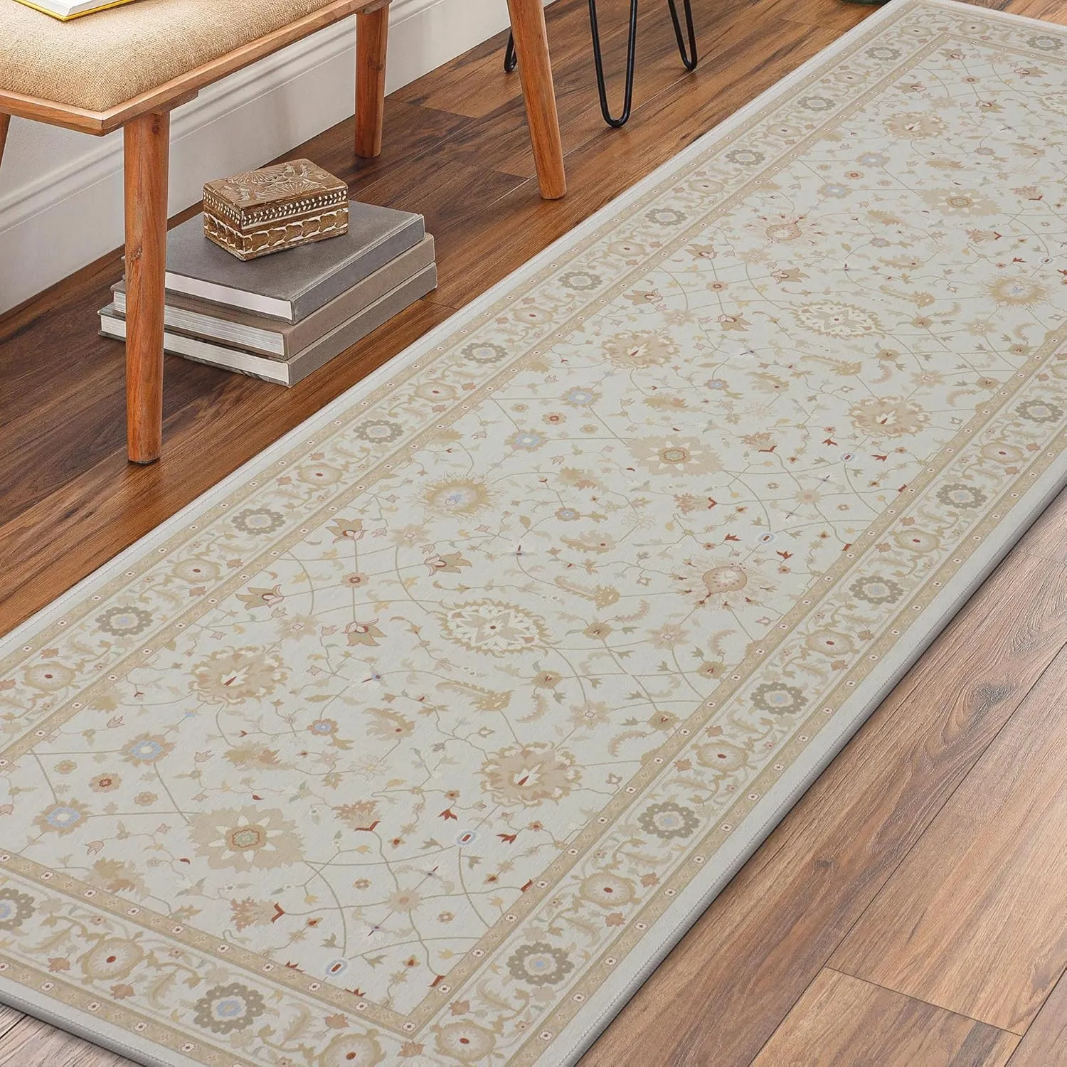 MaxRugrs Washable Runner Rug 2'x6' Kitchen Rug Runner for Hallways- Upgraded Thicker&No Creases Throw Rugs for Entryway,Stain Resistant Non Skid Boho Runner Rugs for Bedroom&Laundry Mat, Beige Yellow