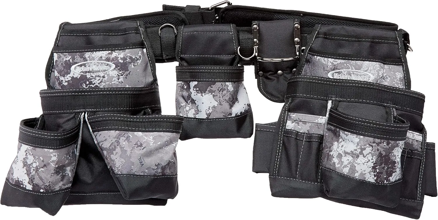 McGuire-Nicholas Carpenter's Tool Rig | Removable Pouch Design with 18 Organization Pockets | Veil Camo Tac-Grey