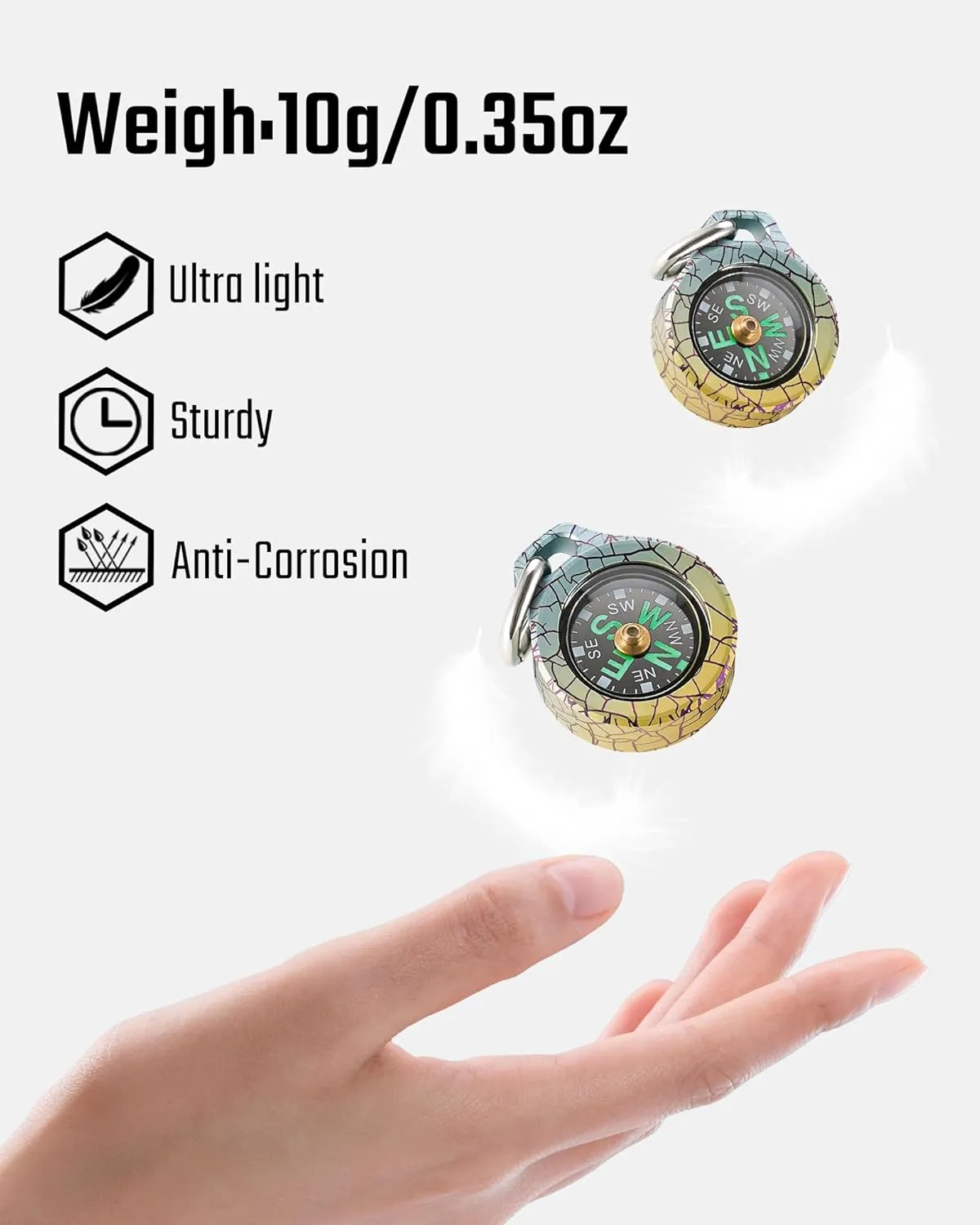 MecArmy CMP/CMP2 Mini Compass- Meaningful Graduation Birthday Gifts for Men Women, EDC Titanium/Brass/Copper Pocket Compass for Hiking SurvivaI, IPX5 Waterproof, Glow in The Dark, Necklace Pendant