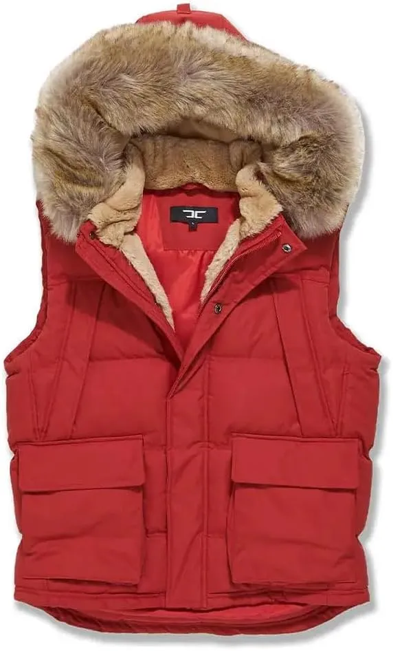Men Yukon Fur Puffer Vest (Red)