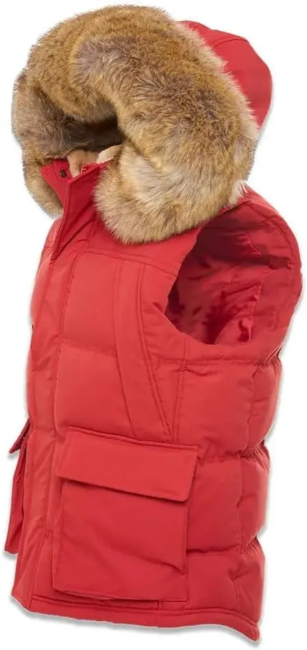 Men Yukon Fur Puffer Vest (Red)