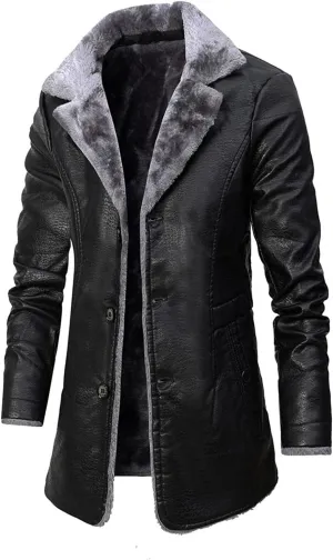 Mens Casual Winter Thicken Jacket Coats Bomber Aviator, Genuine Sheepskin Leather Aviator Bomber Jacket for Men Vintage Leather Jacket (Color : Black, Size : Small)