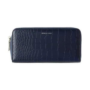 Men’s Long Crocodile Print Zipper Wallet(Navy Blue)