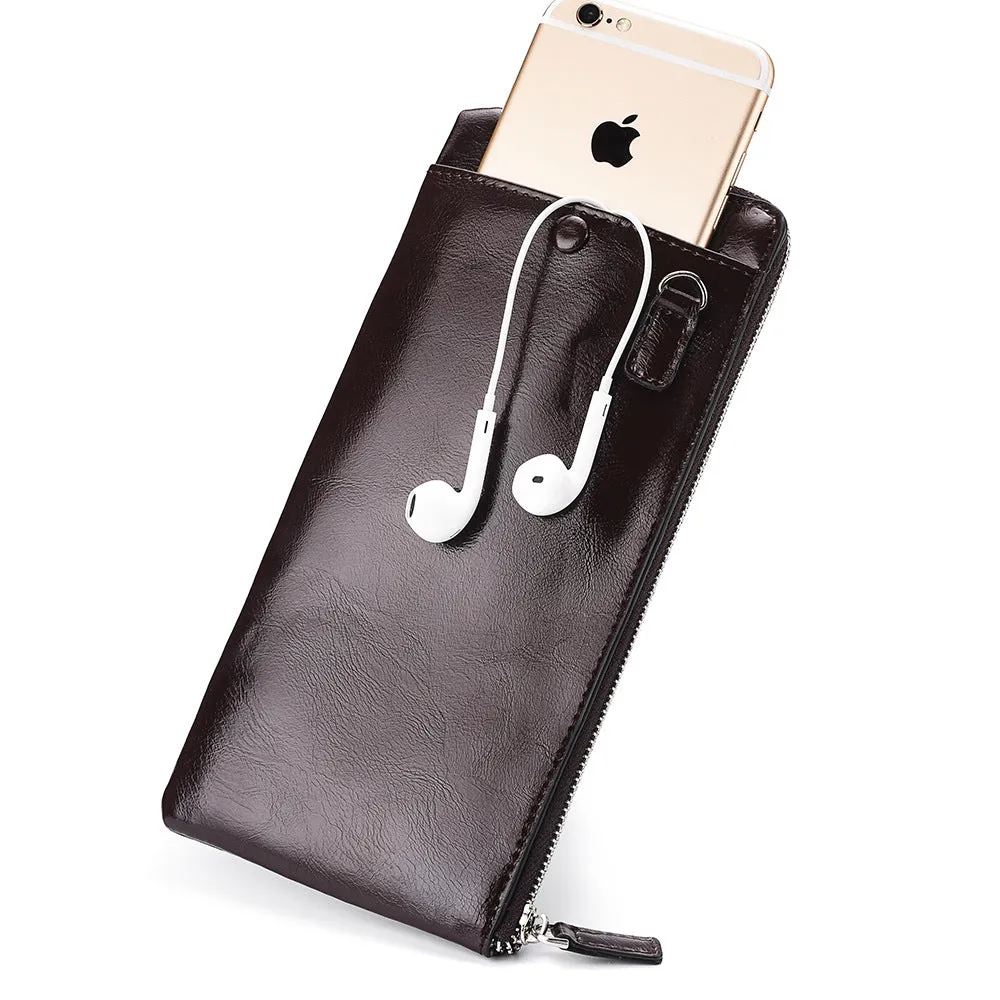 Men's Long Korean Style Green Zipper Mobile Men's Wallets