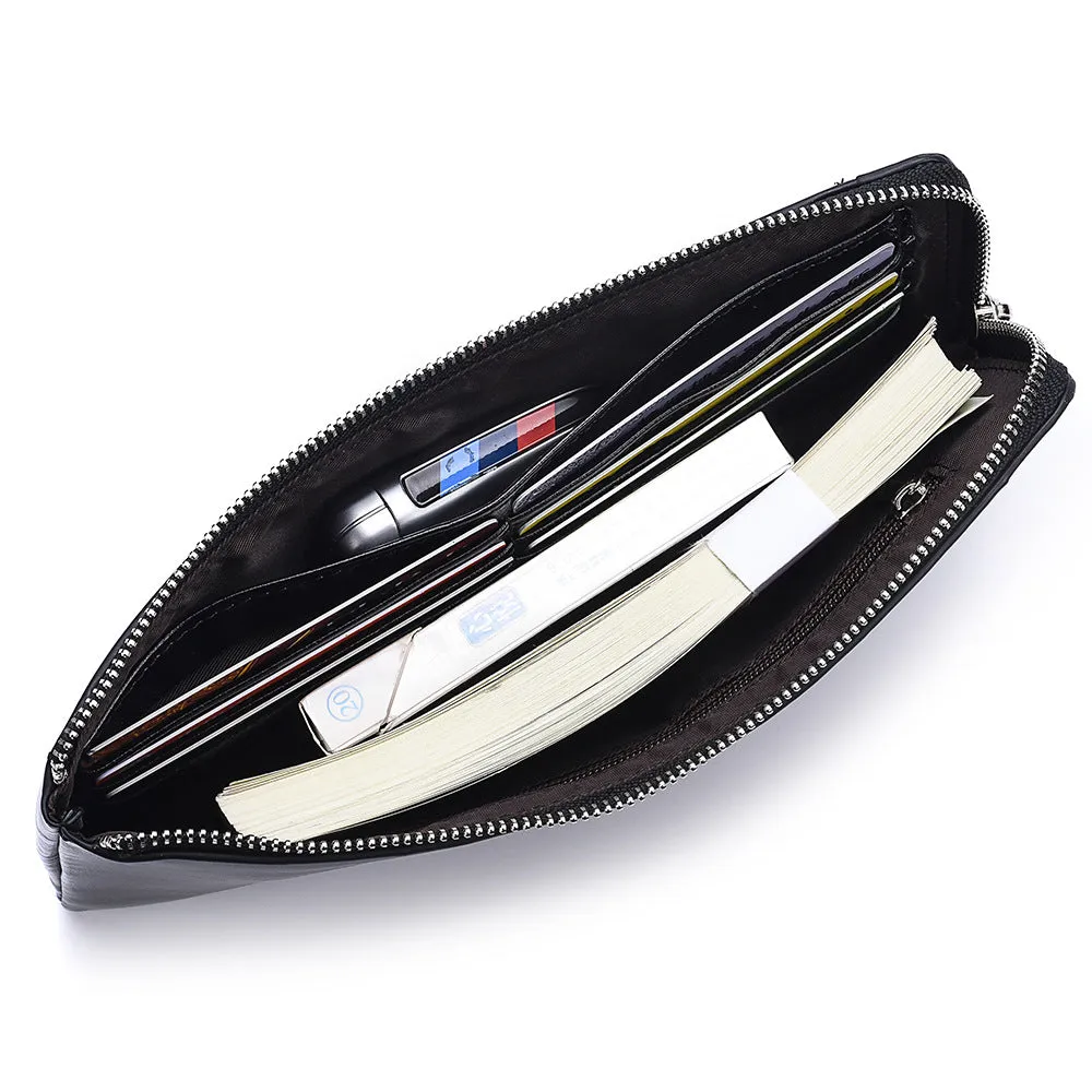 Men's Long Korean Style Green Zipper Mobile Men's Wallets