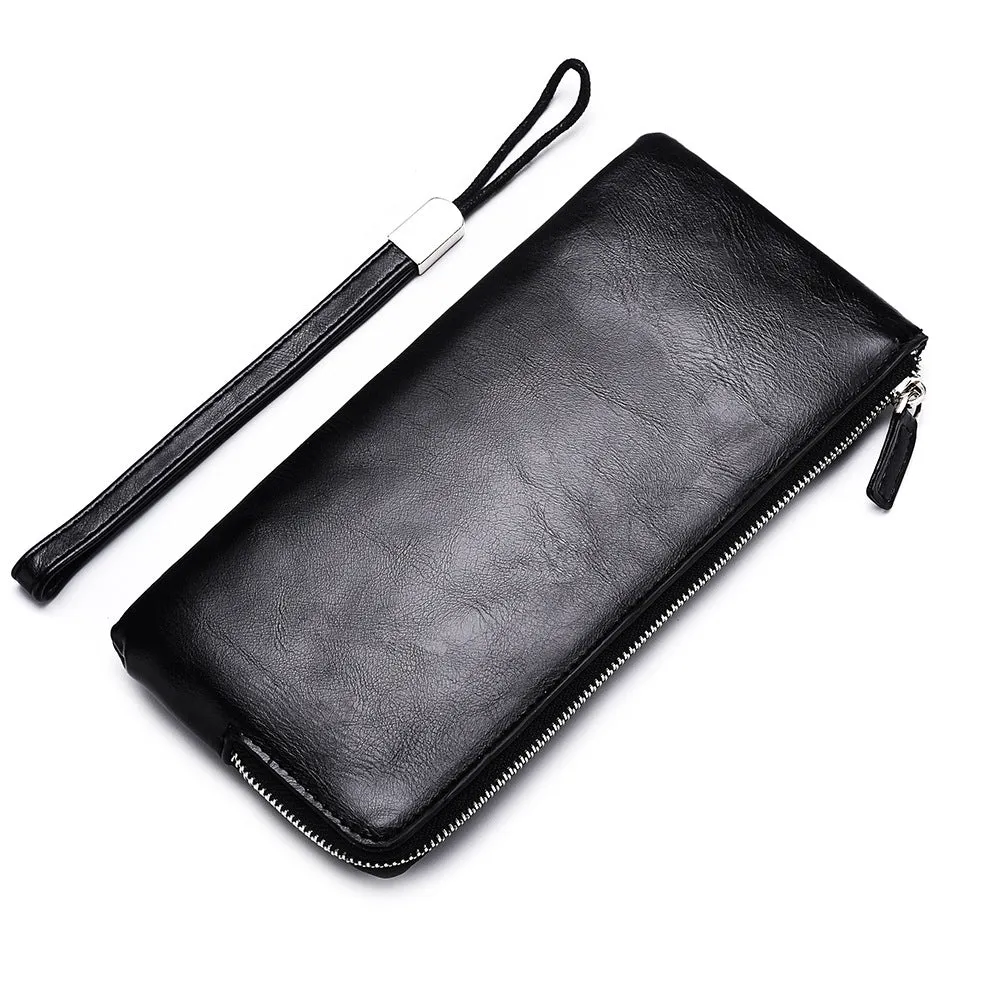 Men's Long Korean Style Green Zipper Mobile Men's Wallets